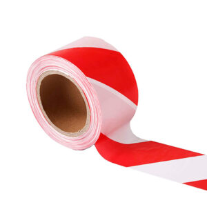 BARRIER TAPE 100M ROLL RED/WHITE STRIPE 75MM WIDE