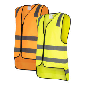 SAFETY VEST WITH TAIL - REFLECTIVE DAY/NIGHT ZIP CLOSURE 100% RECYCLED MATERIAL