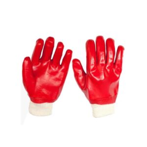RED PVC FULL COAT KNIT WRIST 250MM SIZE 10 GLOVE
