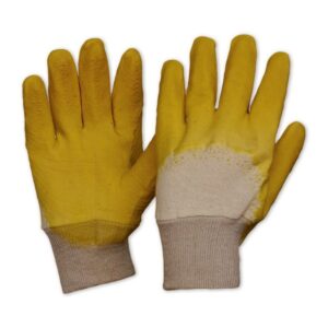 GLASS GRIPPER YELLOW CRINKLE LATEX COATED KNIT WRIST GLOVE