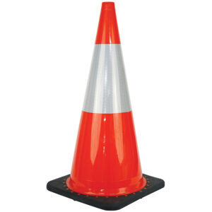 TRAFFIC CONE 700MM REFLECTIVE DAY/NIGHT RUBBER BASE